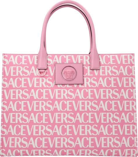 versace collection top zip cream leather tote|Versace shopping bags.